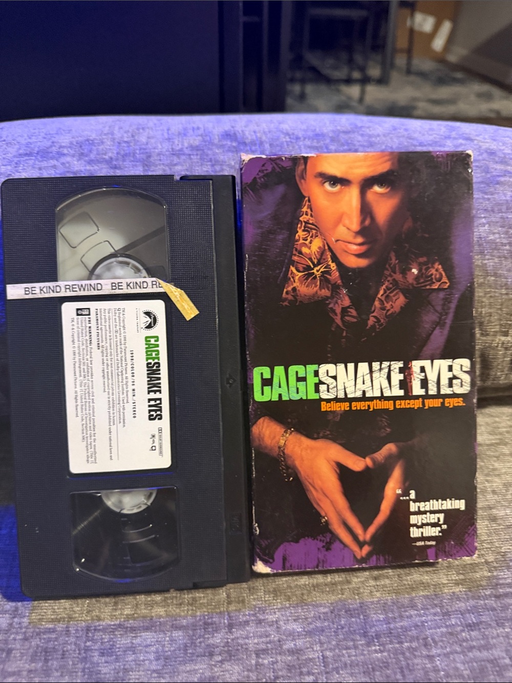 Snake Eyes VHS Nicolas Cage 1998 Paramount Vintage Mystery Thriller